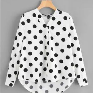 Black and White Polka Top Blouse